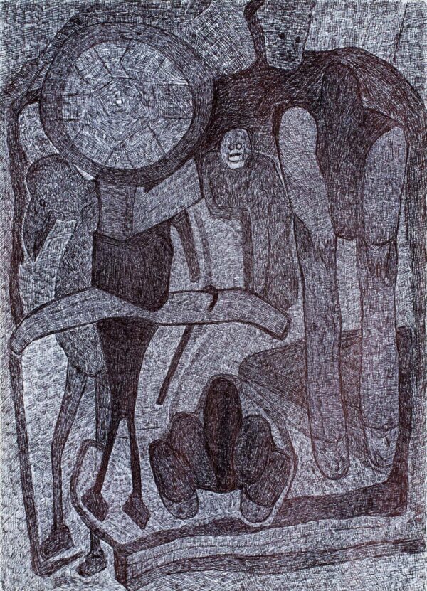 ABDELARRAZZAK Aouam. Sans titre. Vers 1990. Stylo à bille sur papier. 30 x 21 cm.
