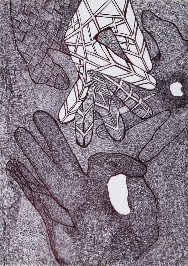 ABDELARRAZZAK Aouam. Sans titre. Vers 1990. Stylo à bille sur papier. 30 x 21 cm.