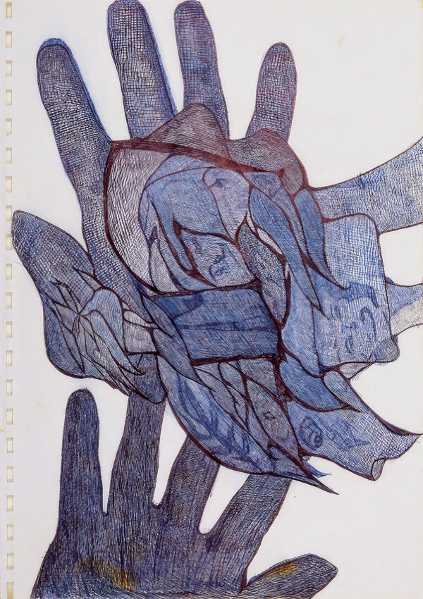 ABDELARRAZZAK Aouam. Sans titre. Vers 1990. Stylo à bille sur papier. 30 x 21 cm.