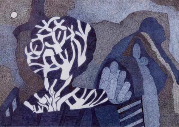 ABDELARRAZZAK Aouam. Sans titre. Vers 1990. Stylo à bille sur papier. 21 x 30 cm.