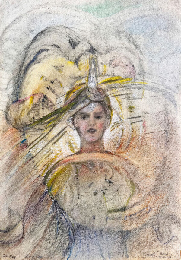 GERRARD Ernest James. Sans titre. Vers 1920. Crayon de couleur sur papier. 29 x 20 cm