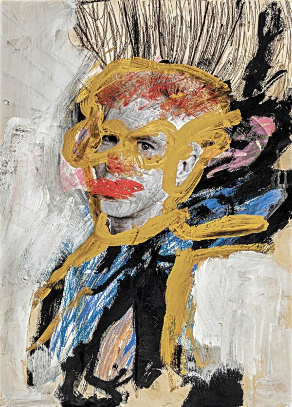 REMACLE Christine. Sans titre. 2013. Collage (photocopie de magazine), acrylique, pastel gras et crayon sur papier. 69,6 × 49,9 cm.