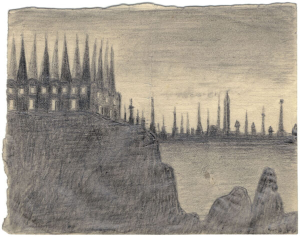 ANONYME ESG. Sans titre. Vers 1940. Mine de plomb sur carton. 10,5 x 13,5 cm