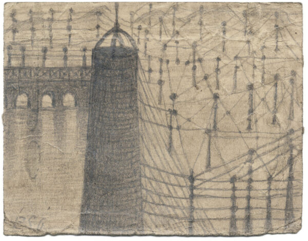 ANONYME ESG. Sans titre. Vers 1940. Mine de plomb sur carton. 9 x 11,5 cm