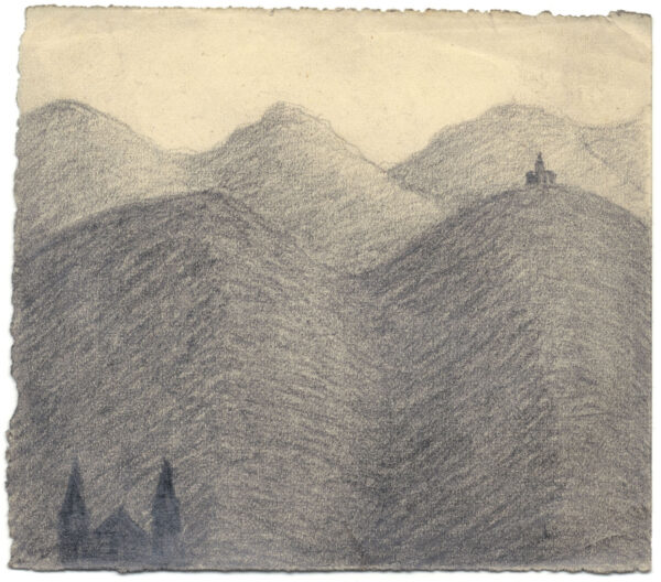 ANONYME ESG. Sans titre. Vers 1940. Mine de plomb sur carton. 9,5 x 11 cm