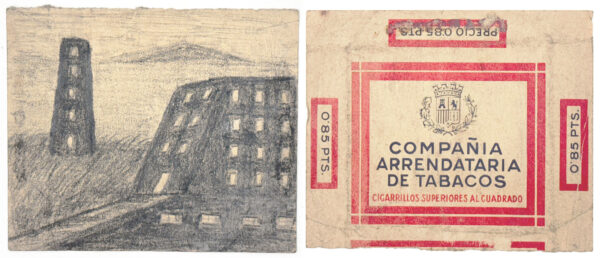ANONYME ESG. Sans titre. Vers 1940. Mine de plomb sur carton. 9,8 x 11,5 cm