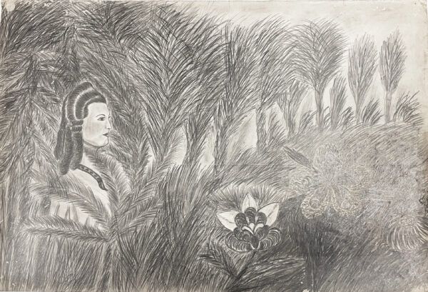 RATZINGEROVA Miloslava. Sans titre. Vers 1940. Mine de plomb sur papier. 45 x 66 cm