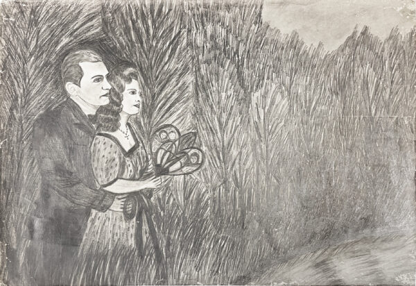 RATZINGEROVA Miloslava. Sans titre. Vers 1940. Mine de plomb sur papier. 45 x 66 cm