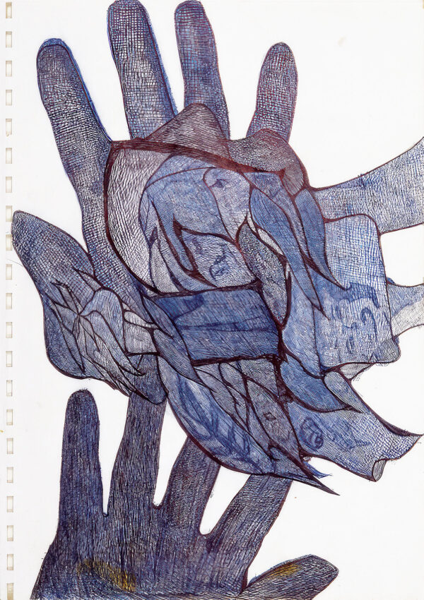 ABDELARRAZZAK Aouam. Sans titre. Vers 1990. Stylo à bille sur papier. 30 x 21 cm.