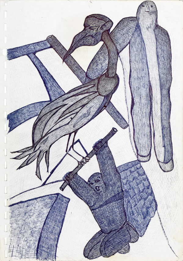 ABDELARRAZZAK Aouam. Sans titre. Vers 1990. Stylo à bille sur papier. 30 x 21 cm.