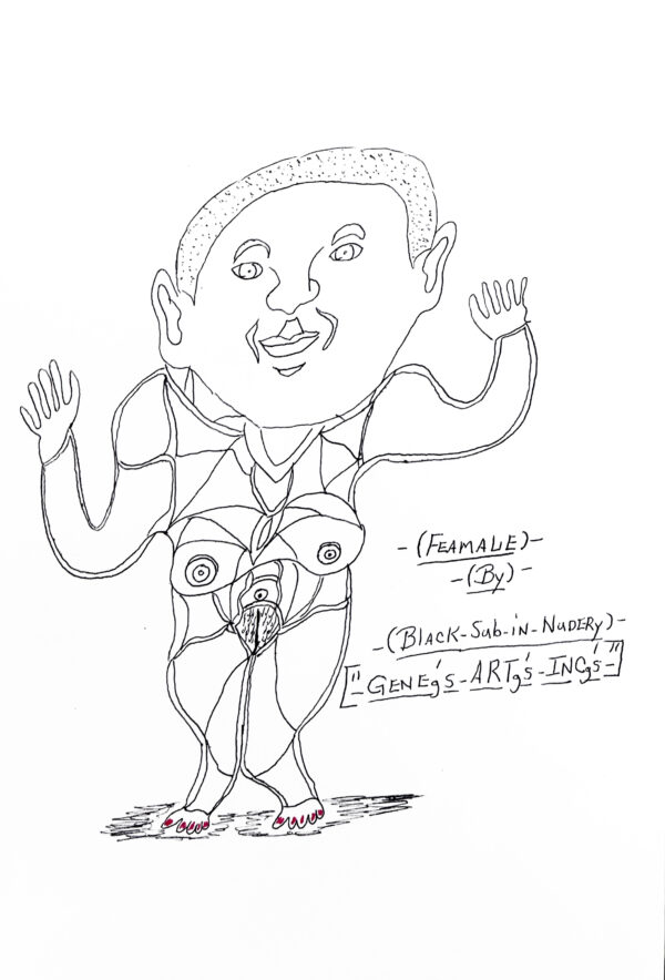MERRITT Gene. Feamale. By. Vers 1990. Encre sur papier. 28 x 21 cm