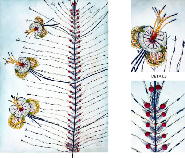 ZEMANKOVA Anna. Sans titre. Entre 1965 et 1973. Crayon de couleur, pastel sur papier et papier découpé. Signé. 88 x 63 cm 